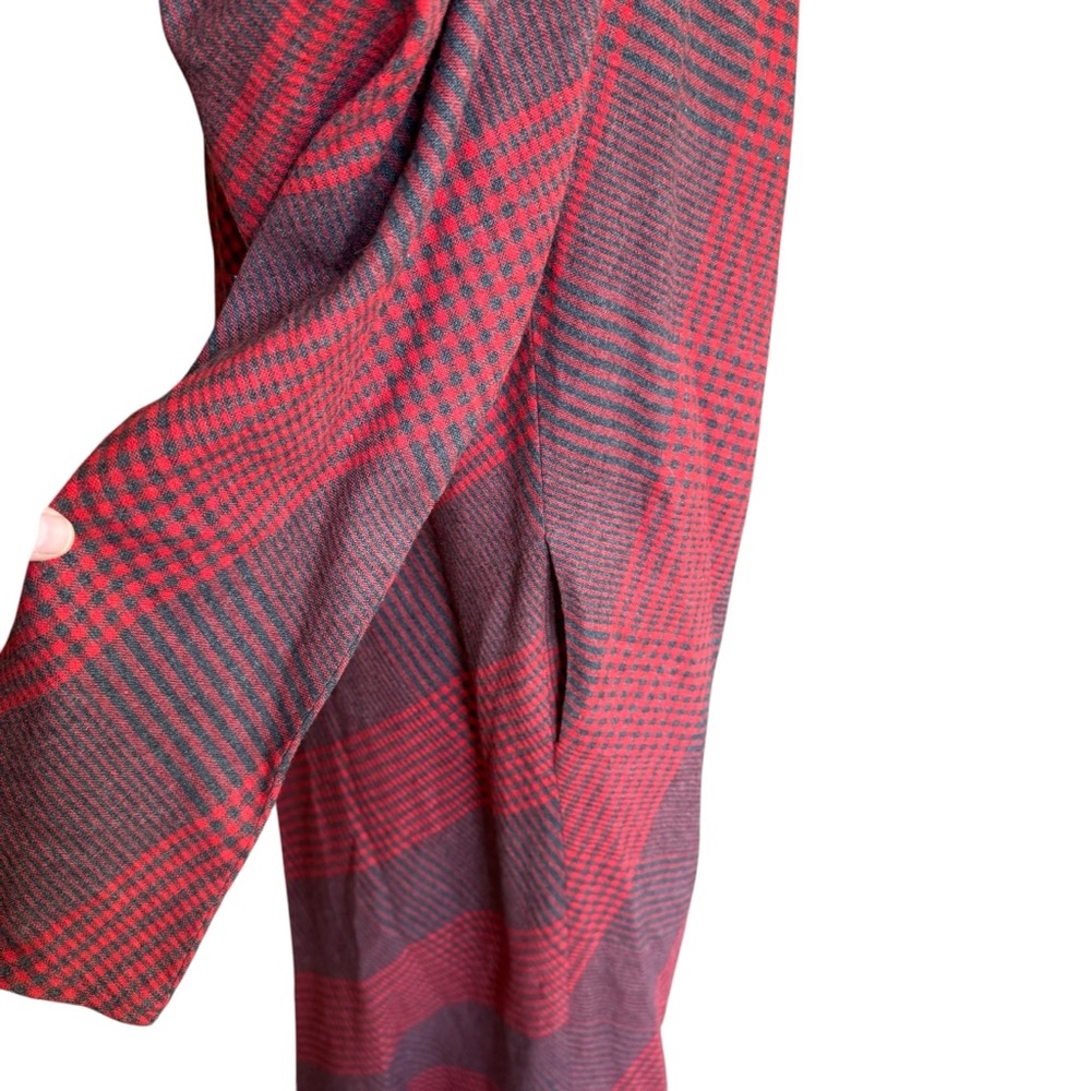 Vintage Gerard Darel Dress Red Gray Plaid Women’s Sz 38 ( US Sz 6) Long Sleeve - Picture 3 of 6